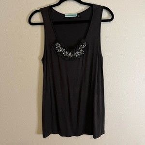 Pleione Black Tank Top with Embellishments Size XL